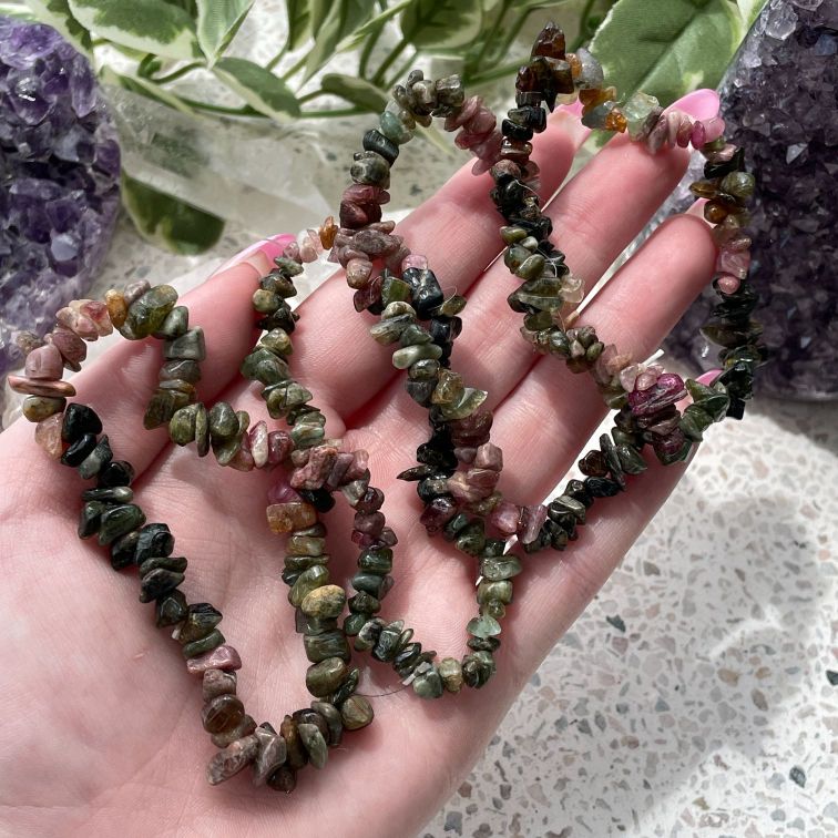 Watermelon Tourmaline Chip Bracelet Watermelon Tourmaline Chip Bracelet